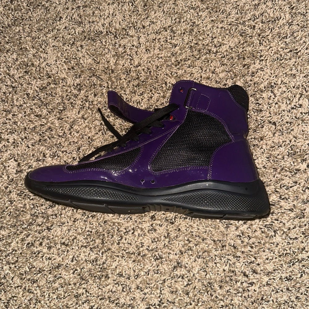 Prada Purple and Black High-Top Sneakers